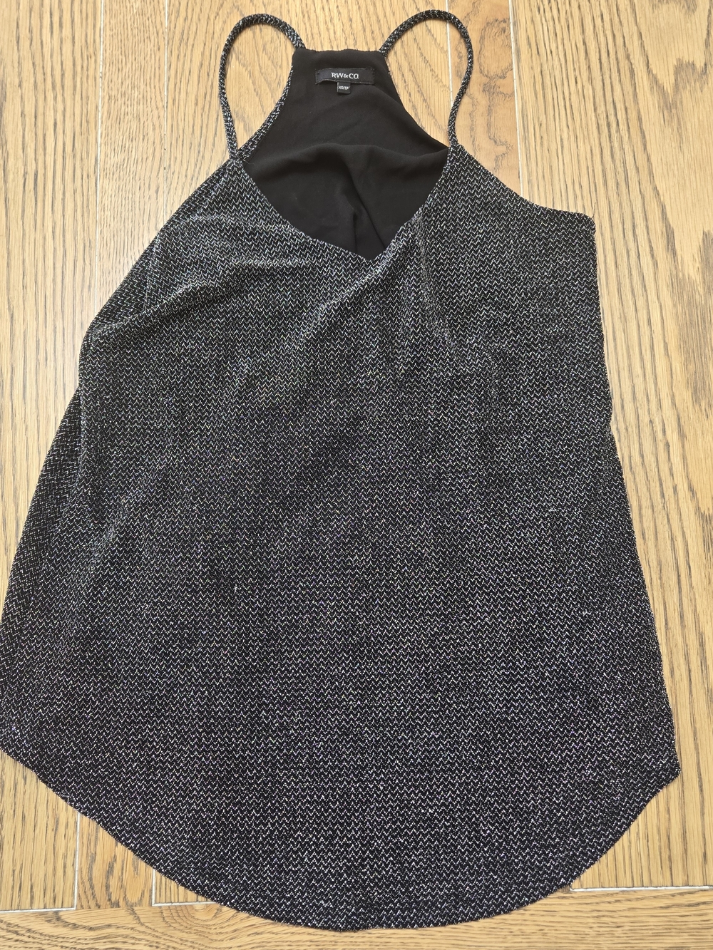 RW&CO. Black and Silver Glitter Halter Cami
